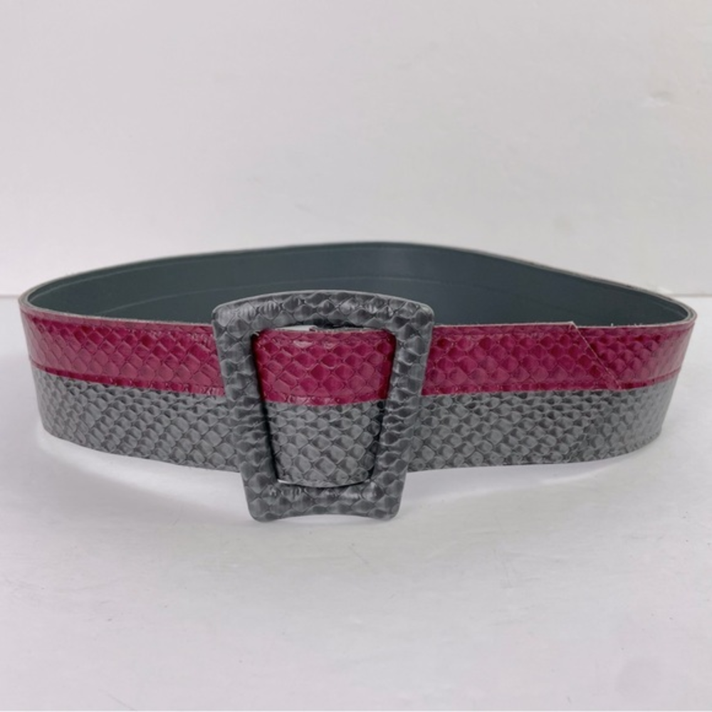 Vintage Two-Tone Color Block Snakeskin Chunky Wide Cinch Waist Belt‎